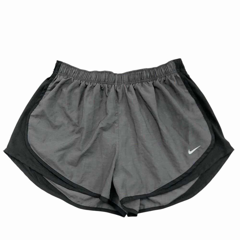 Nike Dri-Fit Running Shorts Womens XL Grey Black  Lined Training Athletic Gym